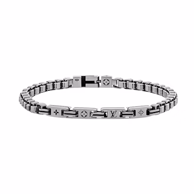 LOUIS VUITTON Monogram 925 Silver Unisex Couple Bracelet - Silver M1149