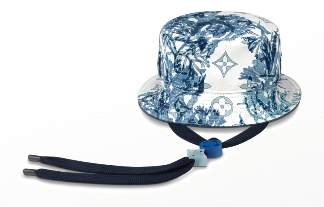 Louis Vuitton Monogram Aquatic Garden Cotton Bucket Hat Blue/White Unisex M7139