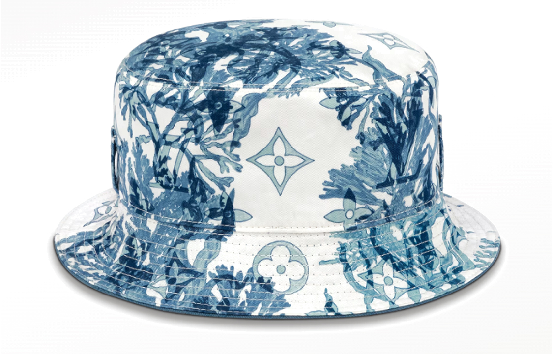 Lookbook 루이비통 모노그램 아쿠아틱 가든 코튼 버킷햇 블루/화이트 유니섹스 M7139