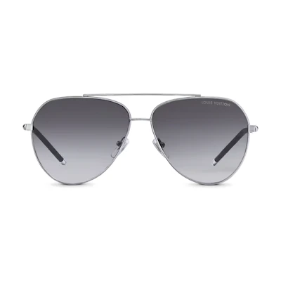 LOUIS VUITTON Monogram Aviator Sunglasses Silver for Men Z1795U