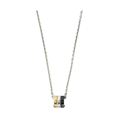 LOUIS VUITTON Monogram Bold Silver Metal Necklace Unisex Couple Design M00675
