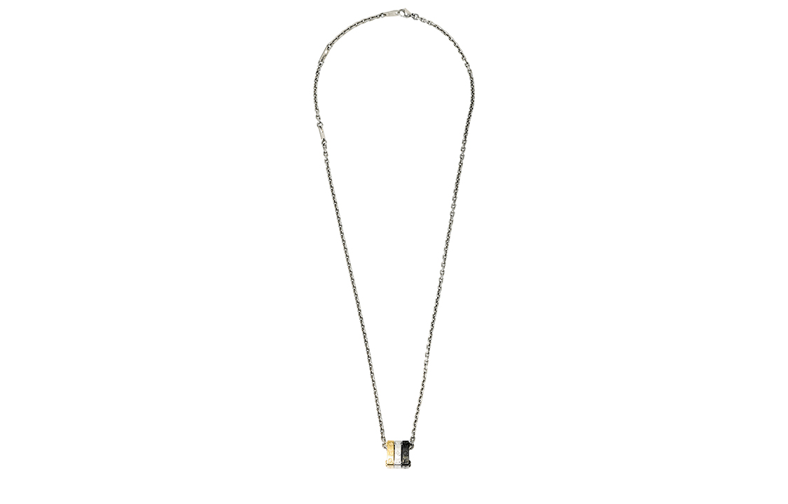 LOUIS VUITTON Monogram Bold Silver Metal Necklace Unisex Couple Design M00675 圖 7