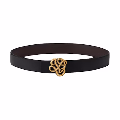 Louis Vuitton Monogram Brass Buckle Leather Belt Brown Unisex 35CM M8880U