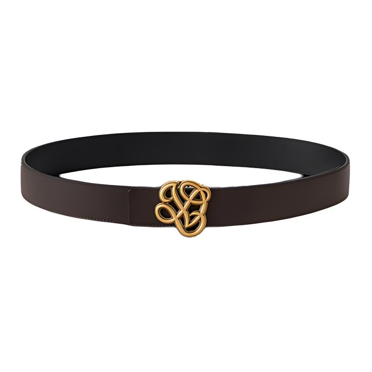 Louis Vuitton Monogram Brass Buckle Leather Belt Brown Unisex 35CM M8880U 圖 3