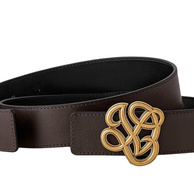 Louis Vuitton Monogram Brass Buckle Leather Belt Brown Unisex 35CM M8880U 圖 4