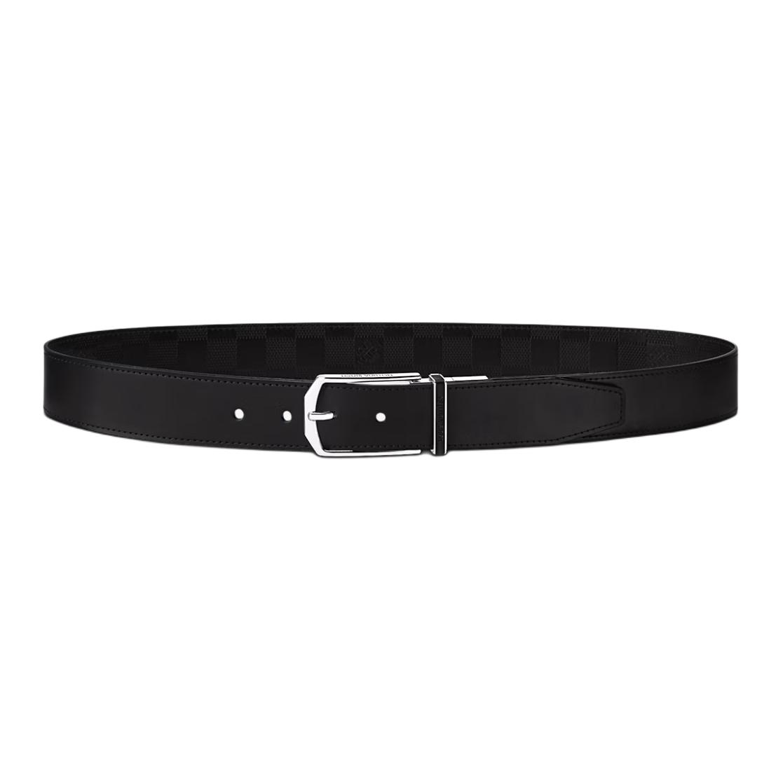 Louis Vuitton Monogram Buckle Calf Leather Belt Black 3.5CM for Men. M8204V