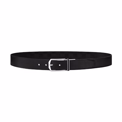 Louis Vuitton Monogram Buckle Calf Leather Belt Black 3.5CM for Men. M8204V