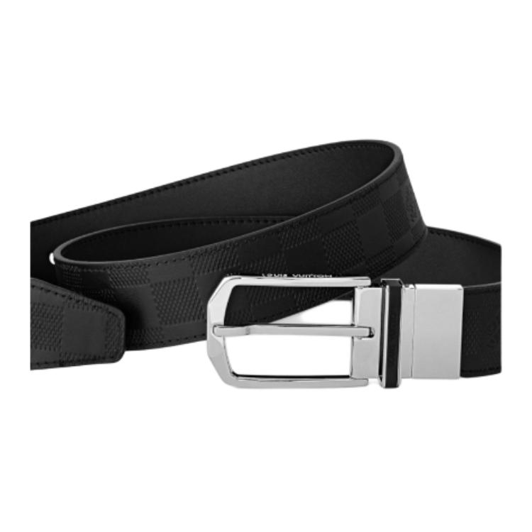 Louis Vuitton Monogram Buckle Calf Leather Belt Black 3.5CM for Men. M8204V 圖 4