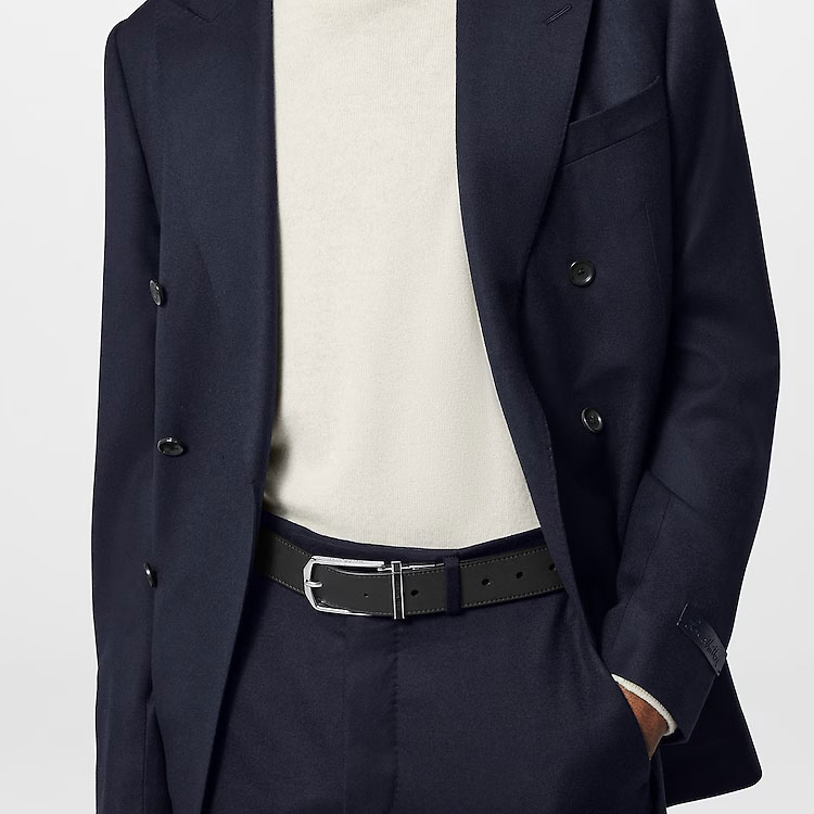 Louis Vuitton Monogram Buckle Calf Leather Belt Black 3.5CM for Men. M8204V 圖 6