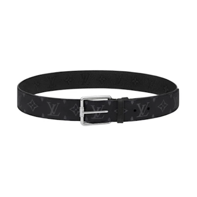 LOUIS VUITTON Monogram Buckle Leather Belt Black 4CM Accessory M8358U