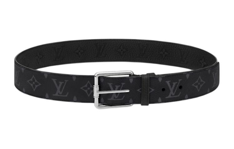 LOUIS VUITTON Monogram Buckle Leather Belt Black 4CM Accessory M8358U 圖 2