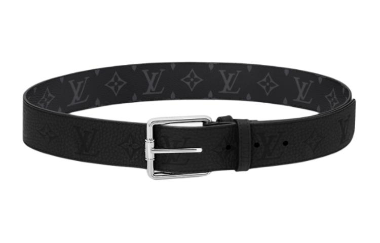 LOUIS VUITTON Monogram Buckle Leather Belt Black 4CM Accessory M8358U 圖 3
