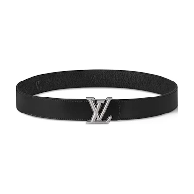 LOUIS VUITTON Monogram Buckle Leather Belt Unisex Black 3CM Width m8854