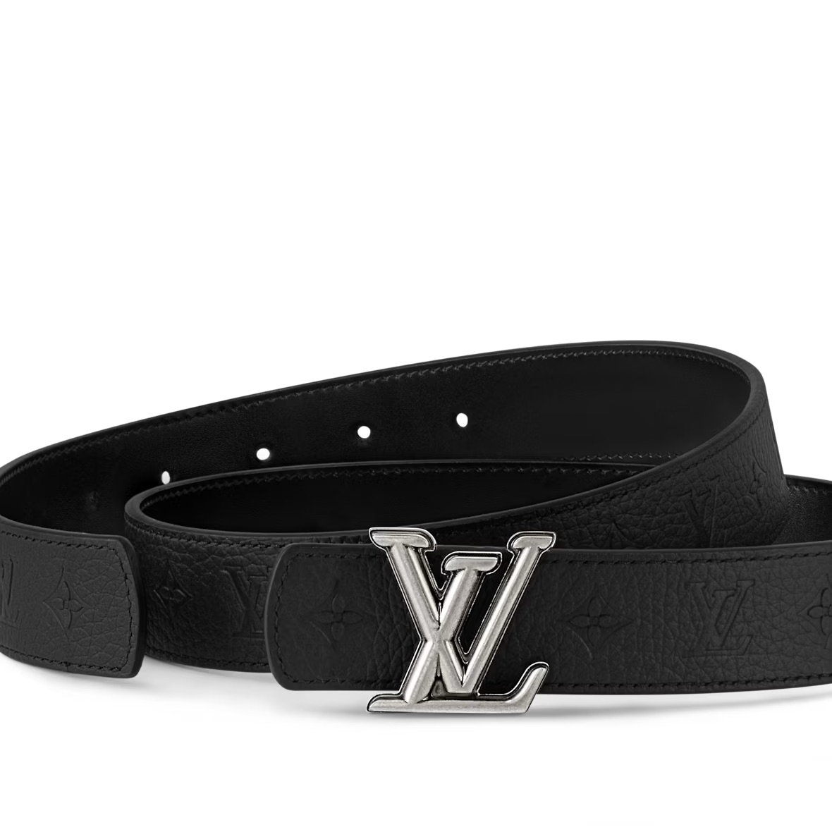 LOUIS VUITTON Monogram Buckle Leather Belt Unisex Black 3CM Width m8854 圖 3