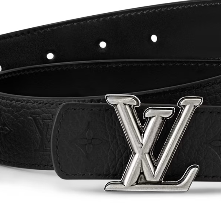 LOUIS VUITTON Monogram Buckle Leather Belt Unisex Black 3CM Width m8854 圖 4