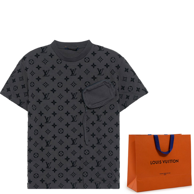 Shop 路易威登 Monogram 短袖扣環T恤 淺灰色 1A7QDQ