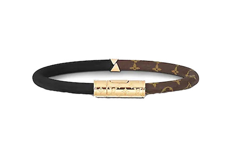 LOUIS VUITTON Monogram Calfskin Bracelet Black/Gold Unisex Couple Design M6431E 圖 3