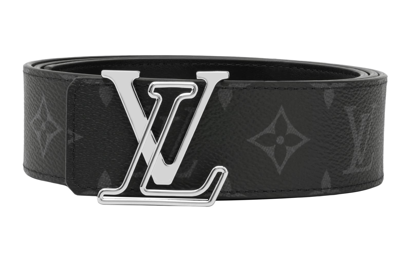 LOUIS VUITTON Monogram Canvas Leather Belt Black Unisex Couple Style 4CM Wide M8504T