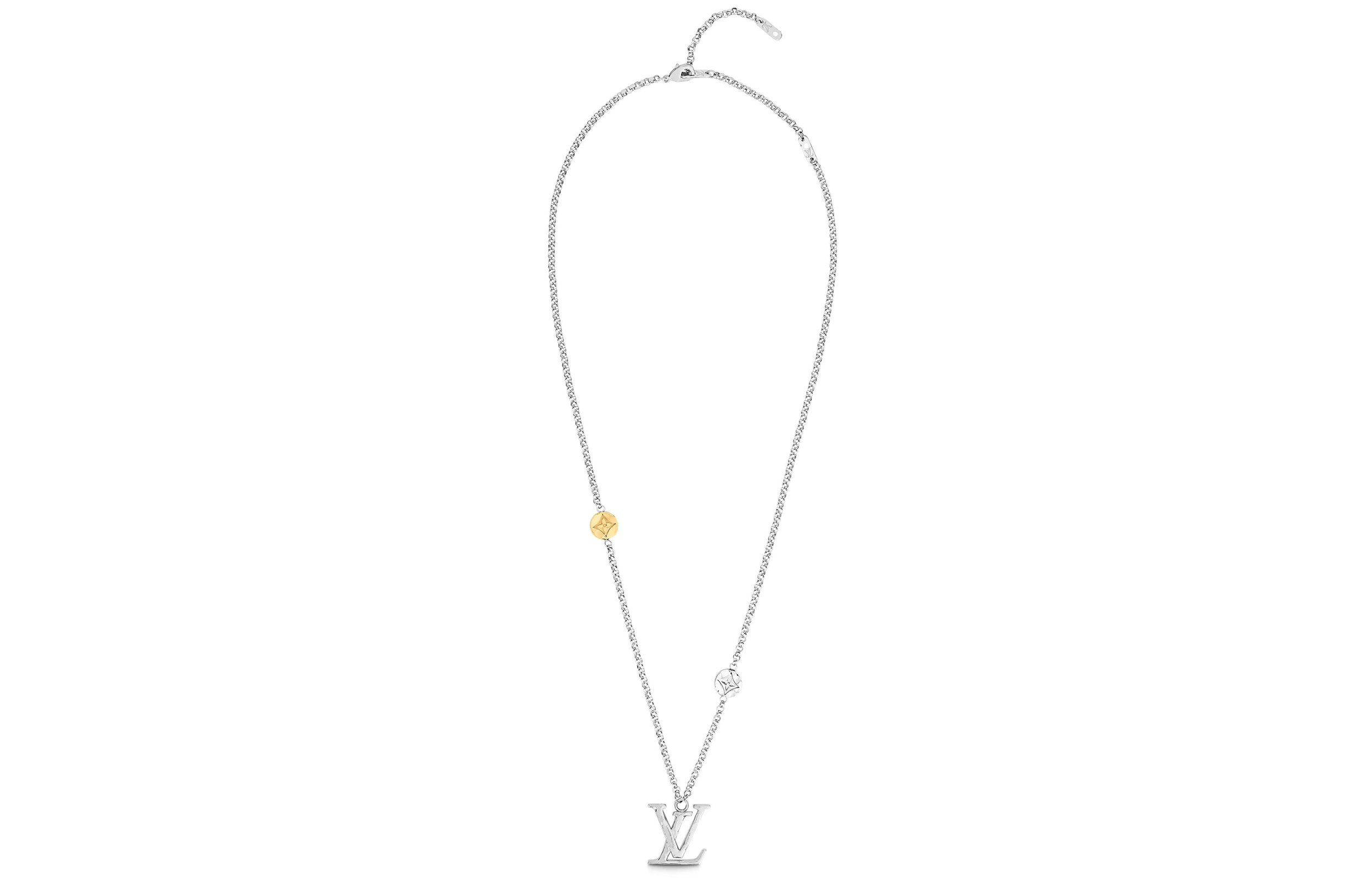 Louis Vuitton Monogram Carved 925 Silver Necklace for Men - Silver. M00331 圖 3