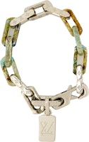 Louis Vuitton Monogram Chain Cuban Link Green/Silver Necklace. M00733 Louis Vuitton Monogram Chain Cuban Link Green/Silver Necklace. M00733