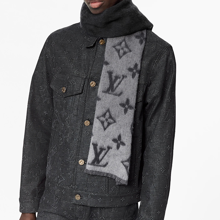 LOUIS VUITTON Monogram Classic Cashmere Scarf for Men. M76827 圖 5