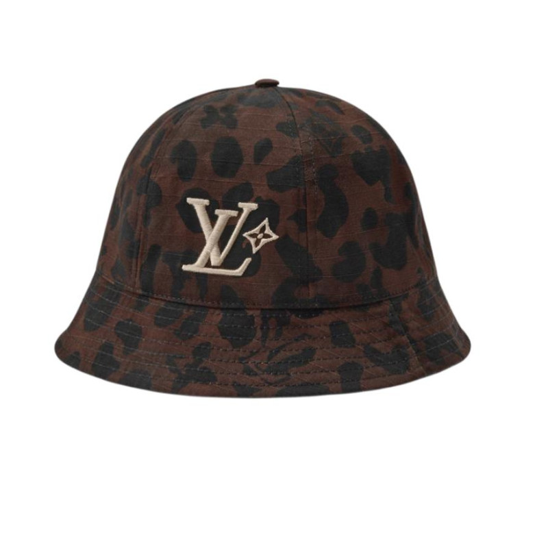 LOUIS VUITTON Monogram Cotton Bucket Hat Tortoiseshell/Olive Green Mens. M5253