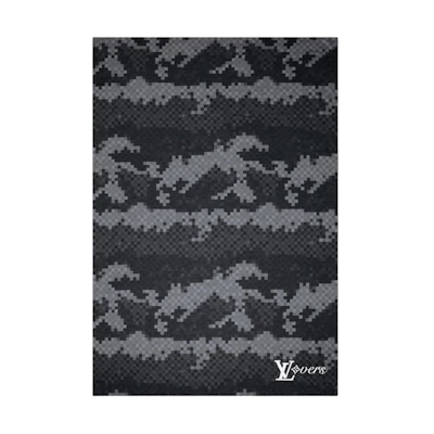 LOUIS VUITTON Monogram Cotton Knit Scarf Gray for Men. M96203