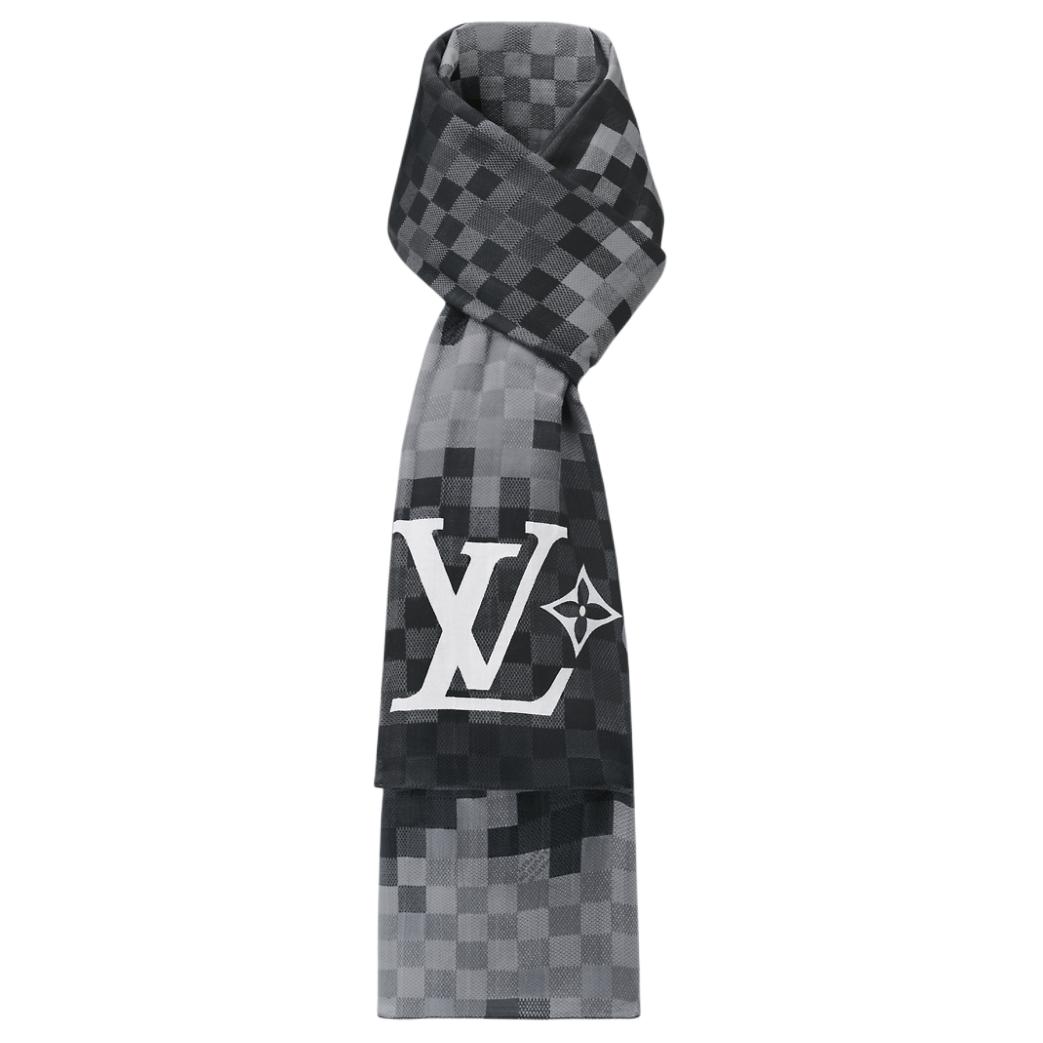 LOUIS VUITTON Monogram Cotton Knit Scarf Gray for Men. M96203 圖 3