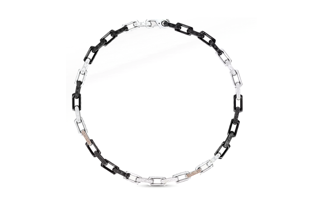 Louis Vuitton Monogram Crystal Necklace Silver  Jewelry M01399