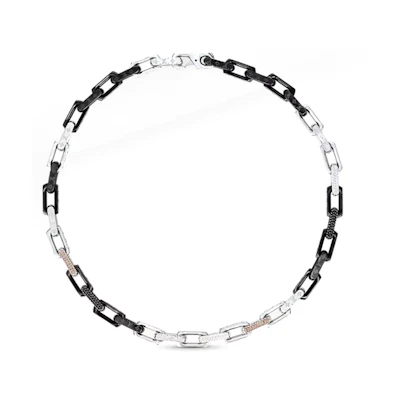Louis Vuitton Monogram Crystal Necklace Silver Jewelry M01399