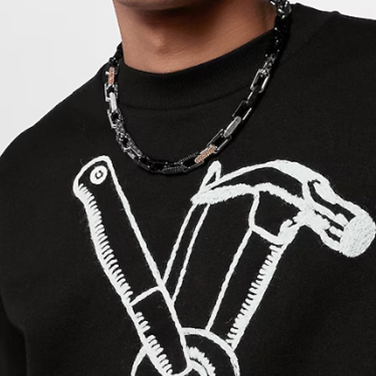 Louis Vuitton Monogram Crystal Necklace Silver  Jewelry M01399 圖 3