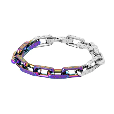 LOUIS VUITTON Monogram Cuba Chain Multicolor Metal Bracelet M69467