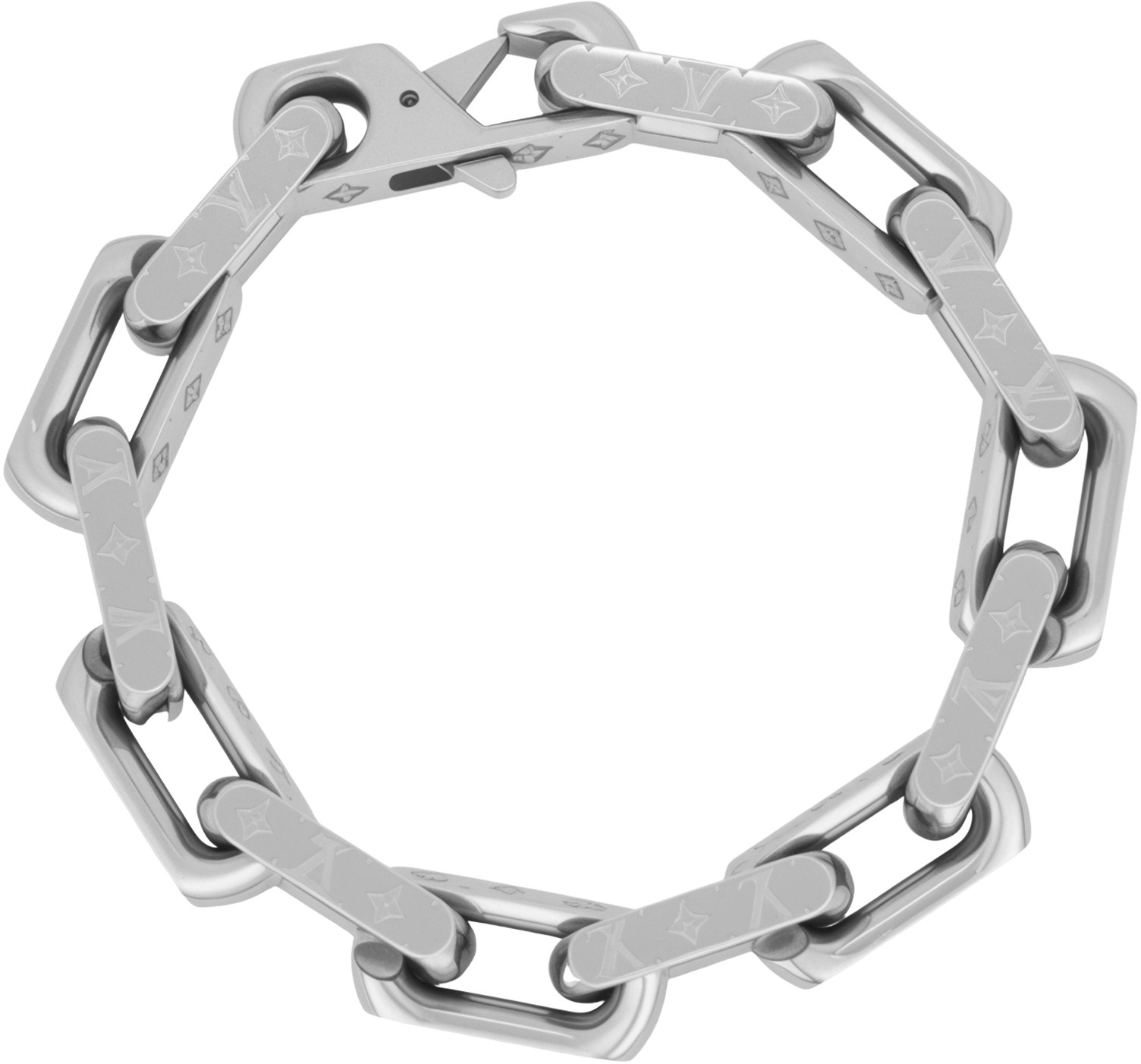 louis-vuitton-monogram-cuban-chain-metal-bracelet-unisex-silver-m00308