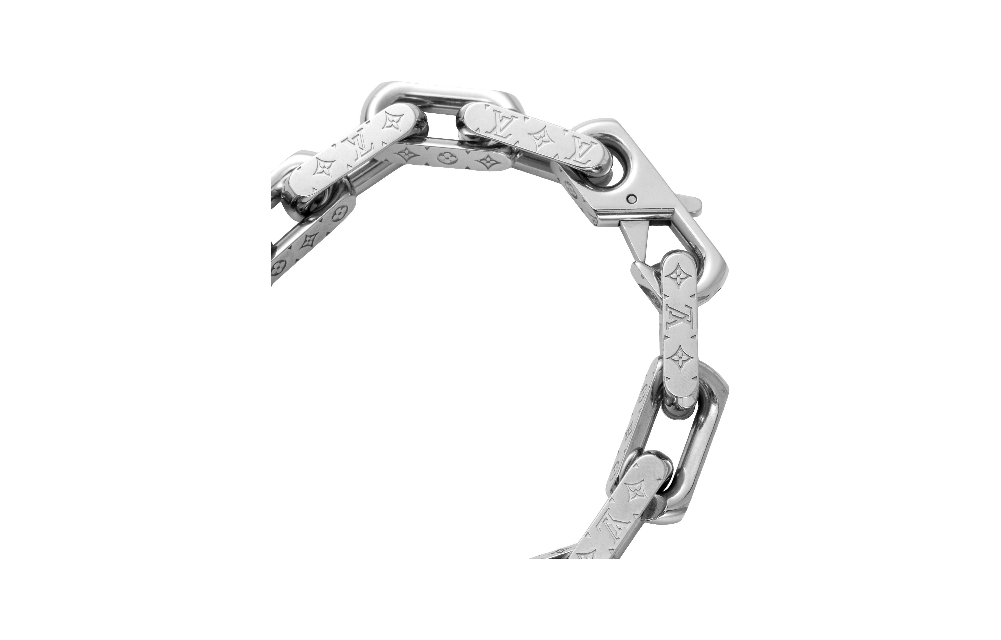 Shop 루이 비통 모노그램 쿠반 체인 메탈 팔찌 유니섹스 실버 M00308