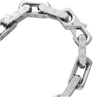 Shop LOUIS VUITTON 經典Monogram古巴鍊銀色金屬手鏈 男女適用 M00308