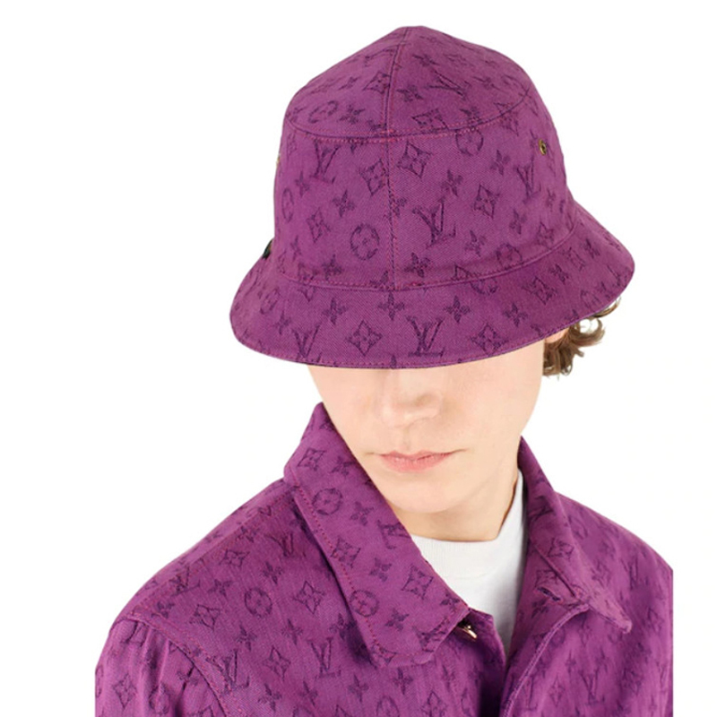 Shop 루이비통 모노그램 데님 블랙 퍼플 리버서블 버킷햇 유니섹스 MP2442