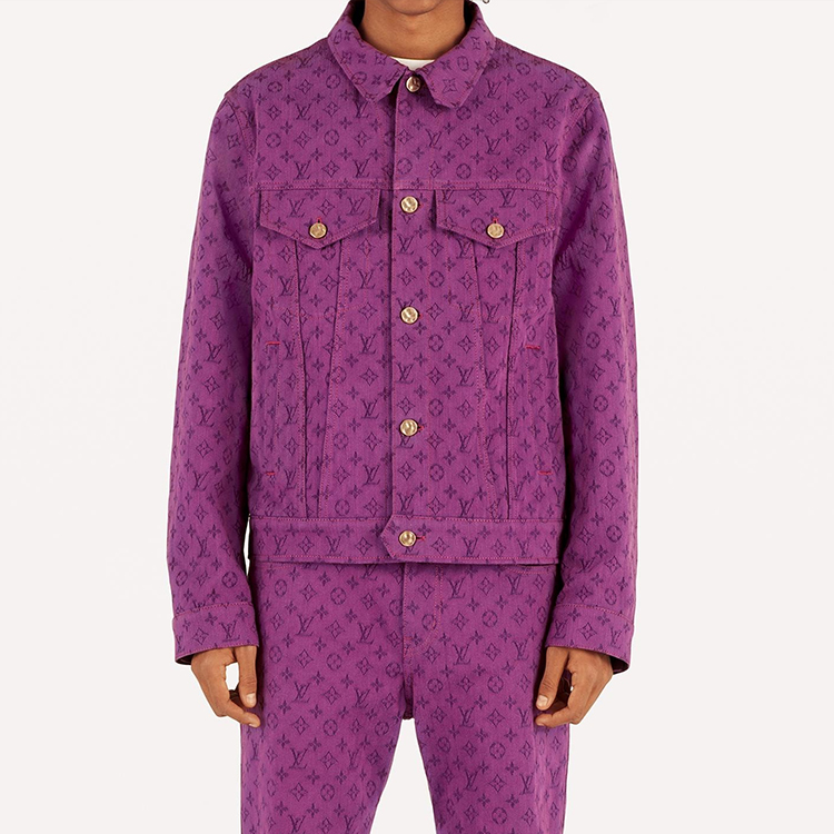 Shop LOUIS VUITTON Jaket Denim Monogram Ungu 1A5P3