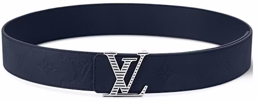 LOUIS VUITTON Monogram Design Blue Leather Belt 4CM Wide m8633u LOUIS VUITTON Monogram Design Blue Leather Belt 4CM Wide m8633u