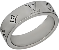 LOUIS VUITTON Monogram Design Brass Ring for Men Gunmetal Grey. M1181S LOUIS VUITTON Monogram Design Brass Ring for Men Gunmetal Grey. M1181S