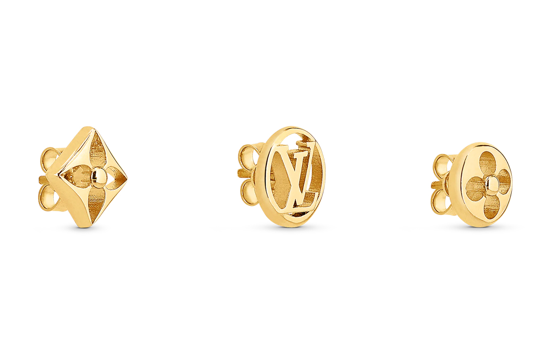 Louis Vuitton Monogram Earrings Set Gold - Unisex Couple Design. M00395 圖 2