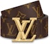 Lookbook Cinturón de Cuero Marrón Louis Vuitton Monogram Grabado Hebilla 4cm Hombre. M0422