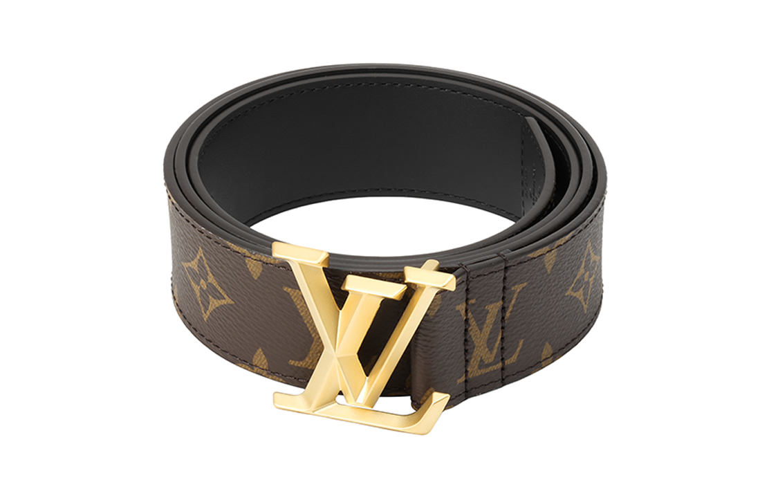 Shop Cinturón de Cuero Marrón Louis Vuitton Monogram Grabado Hebilla 4cm Hombre. M0422
