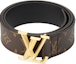 Shop Cinturón de Cuero Marrón Louis Vuitton Monogram Grabado Hebilla 4cm Hombre. M0422