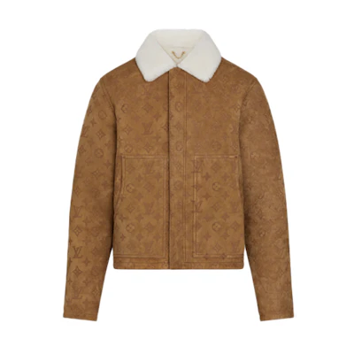 LOUIS VUITTON Monogram Embossed Leather Coat Brown 1A8APD