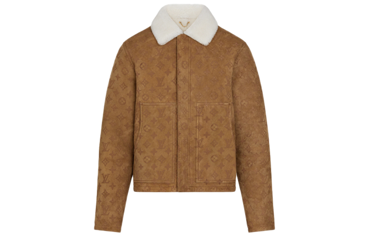 Order LOUIS VUITTON Jaket Kulit Coklat Embossed Monogram 1A8APD