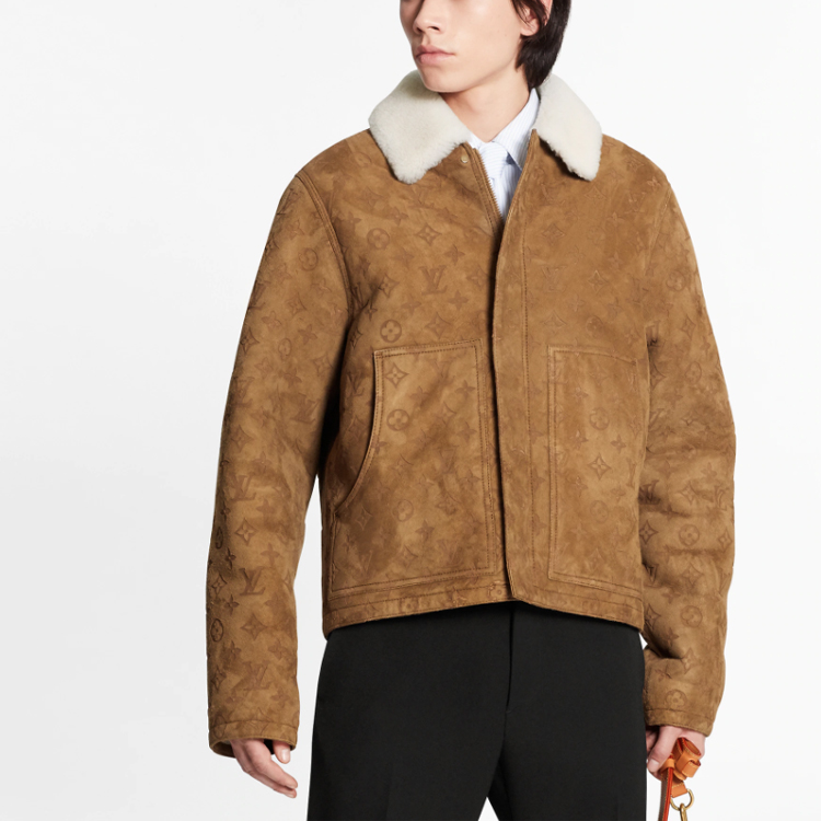 Purchase LOUIS VUITTON Jaket Kulit Coklat Embossed Monogram 1A8APD