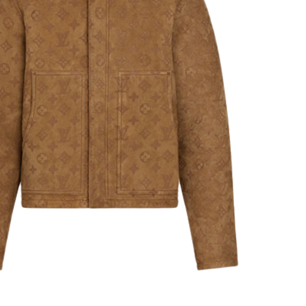 Sizing LOUIS VUITTON Jaket Kulit Coklat Embossed Monogram 1A8APD