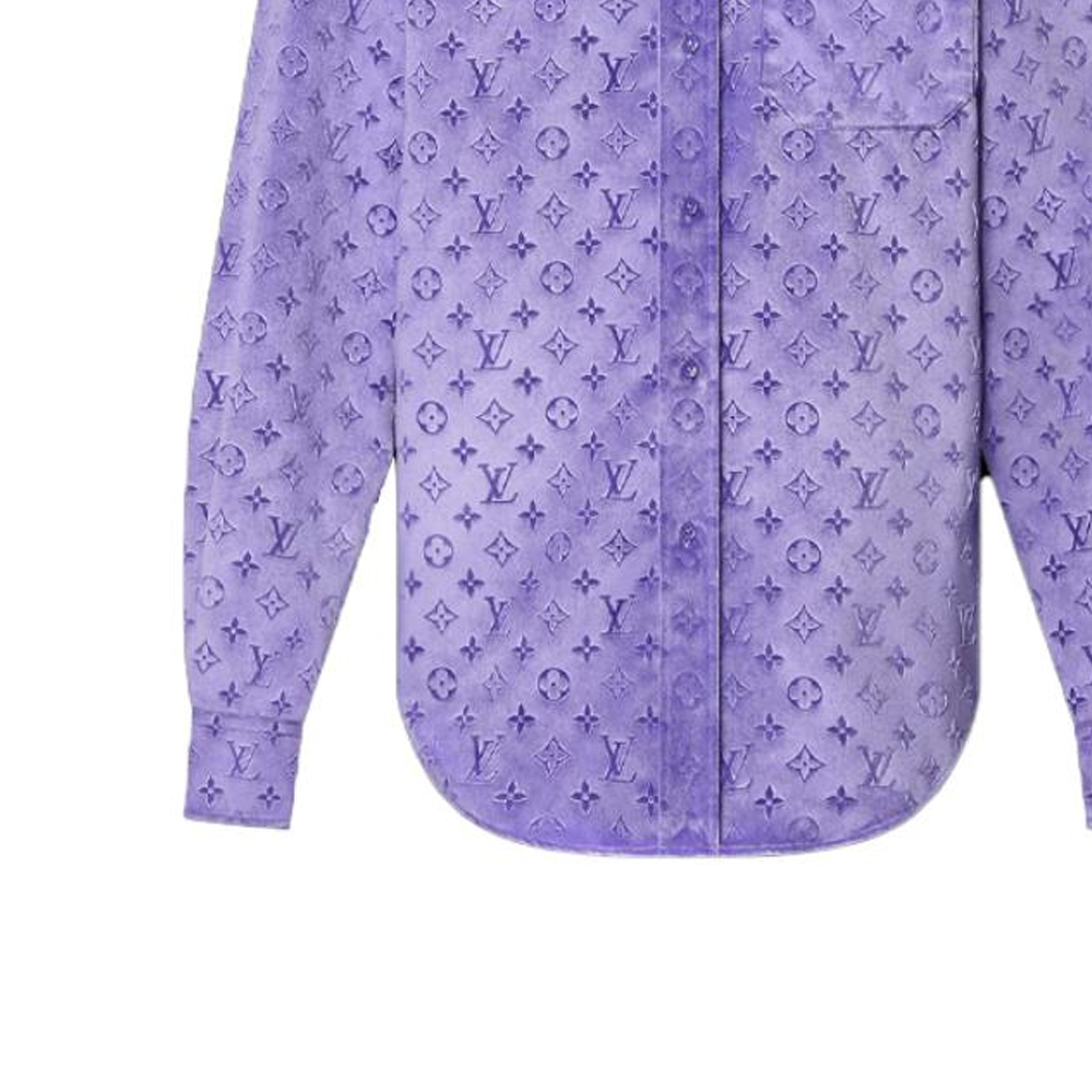 LOUIS VUITTON Monogram Embossed Long Sleeve Shirt Purple Mens. 1AAIGD 圖 4