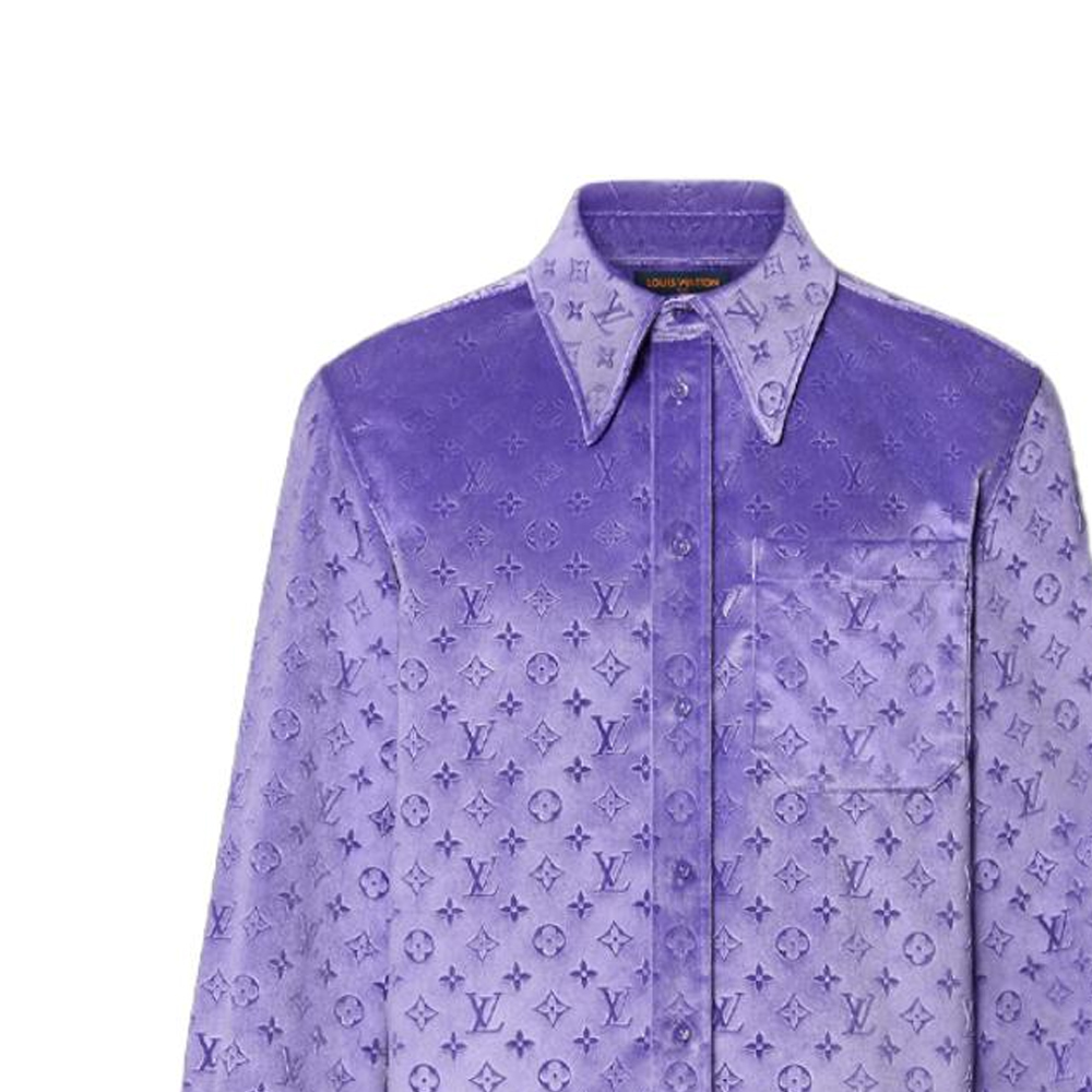 LOUIS VUITTON Monogram Embossed Long Sleeve Shirt Purple Mens. 1AAIGD 圖 6