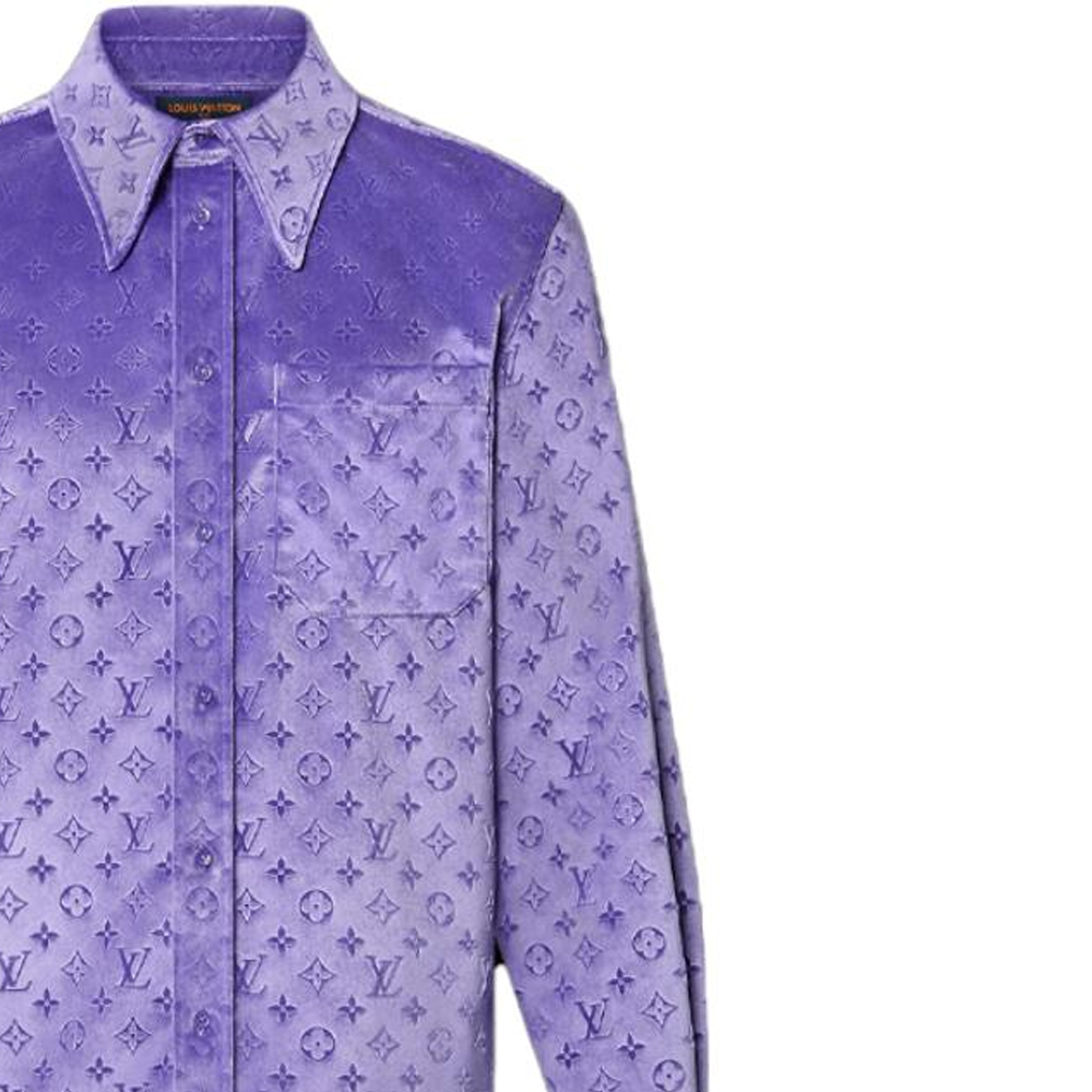 LOUIS VUITTON Monogram Embossed Long Sleeve Shirt Purple Mens. 1AAIGD 圖 7